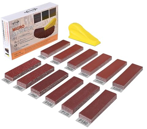 Shineboc 40-2000 Grit Sandpaper with Finger Sanding Blocks 120 PCS | Mini Detail Sanding Kitfor Small Areas and Corners, Ideal for Wood Working, Furniture Repair, Crafts and DIY