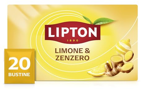 Lipton Tisana Limone e Zenzero Frutta Senza Caffeina, 20 Filtri | Per dopo i pasti: un gusto deciso e speziato in ogni tazza, naturalmente senza caffeina, da coltivazione biologica