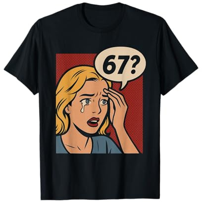 Retro Pop Art Comic 6 x 7 Lustiges Math Meme 67 Question Brainrot T-Shirt