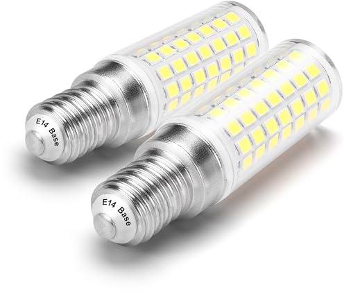 E14 LED Light Bulb 60W Equivalent, Cool White 6500K Small Edison Screw Bulb | 5W, 620LM, Energy Saving, for Chandelier Cooker Hood Refrigerator Ceiling Fans Lighting, AC220-240V, Non-Dimmable, 2 Pcs