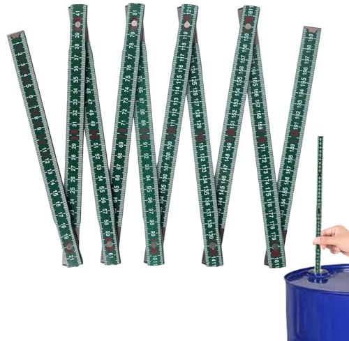 2m Folding Oil Tank Dipstick, 10-Section Birch Wood Oil Tank Level Gauge, Imperial & Metric Measuring Stick for Heating Oil, Oil Tank Monitor for Home Commercial Marine Use