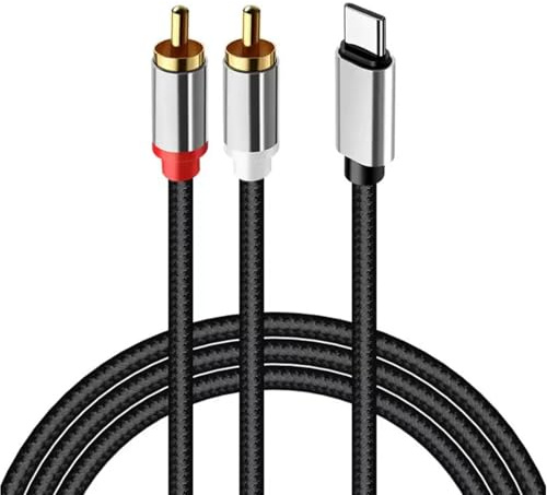 Tipo C Macho a 2 RCA, USB C Audio Estéreo Macho Y Auxiliar Audio Cable Digital Compatible USB-C A Digital Jack Para Home Cine Subwoofer TV Car Radio Tablet Altavoz HDTV (negro)