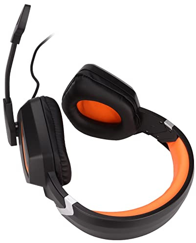 RASTKY Professional Gaming Headset Immersive Sound Comfortable Memory Foam Cushion 3.5mm Headphone for PC, Black Orange, 1 Piece for Gaming Enthusiasts