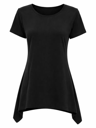 Vishes Kurzarm Zipfeltop Damen Asymmetrisch Unifarben Jersey Baumwolle - Alternative Mode