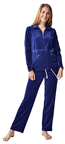 RAIKOU Donna Tuta in Velluto Tuta di Ciniglia Tuta da casa Tuta Tempo Libero,Velluto Tuta da Ginnastica,Due Pezzi Felpa+Pantaloni,con Cerniera,per Jogging Training Sportiva Yoga(40-42,Blu Reale)