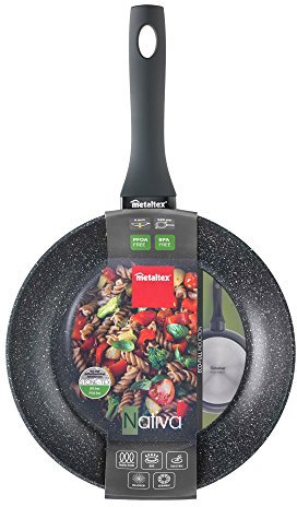 Metaltex NATIVA - Poêle en Aluminium Forgé 26 cm avec Granite Effect Anti-Adhésif STONE-TEX