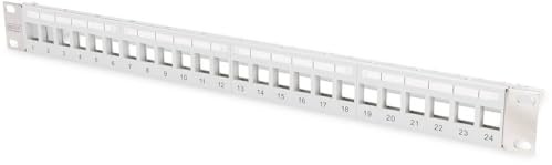 Digitus patch panel – modular – for Keystone modules – 19-inch – 24-port – shielded – rack mount 1U – V2 – grey