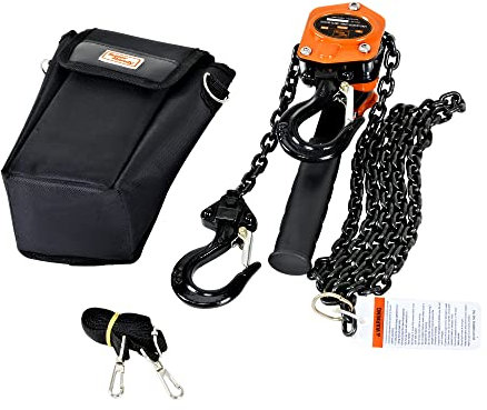 SuperHandy Kettenzug Hebelzüge Flaschenzug 500KG Kapazität 1.5M Lift 2 Heavy Duty Haken Commercial Grade Stahl zum Heben Ziehen Bau von Gebäuden Garagen Lagerautomotive Machinery