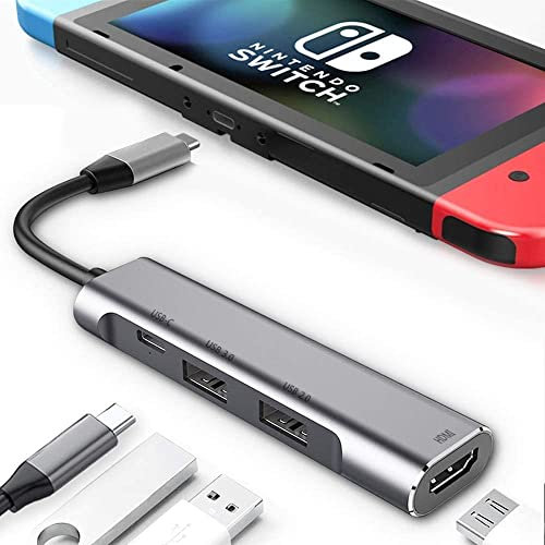 RREAKA Hub multiport AV numérique USB Type C vers HDMI, Adaptateur USB-C (USB3.1) Chargeur PD pour Nintendo Switch, Station d'accueil HDMI 4K Portable pour Samsung Dex Station S22/S21