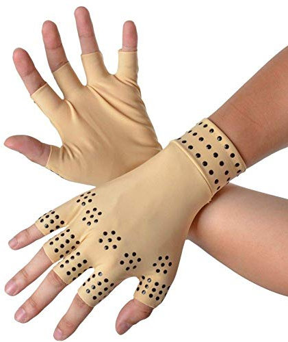 RZJZGZ Arthritis Gloves Compression Gloves Fingerless Gloves Magnetic Anti-Arthritis Therapeutic Therapy Fingerless Gloves Relief Hand Pain Relief Heal Joints Relief (Nude, 1 Pack)