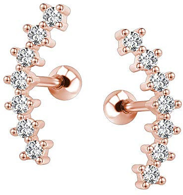 ZS 16G Acier Inoxydable Piercing Oreille Helix Tragus Cartilage Conch CZ Clous D'oreilles Bijoux de Corps pour Femmes (Or Rose)