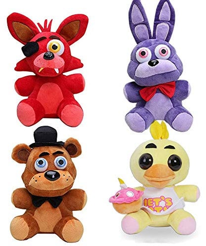Zhongkaihua Foxy der Pirat + Nightmare Bonnie + Freddy Fazbear + Chica Set Five Nights at Freddy's Plüsch FNAF Plushies Toys Schwester Location für Kinder Weihnachten Neujahr Geburtstag