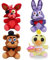 Zhongkaihua Foxy der Pirat + Nightmare Bonnie + Freddy Fazbear + Chica Set Five Nights at Freddy's Plüsch FNAF Plushies Toys Schwester Location für Kinder Weihnachten Neujahr Geburtstag