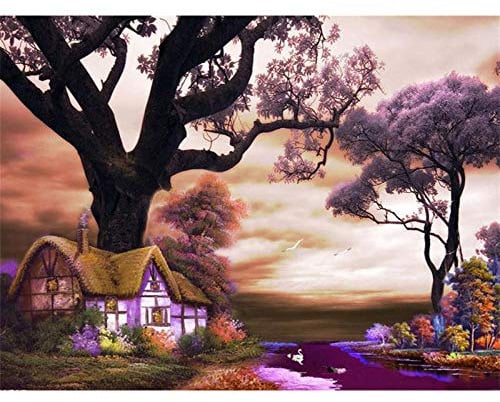 HERW Canvas Painting 3D Printing Decorative Painting Set Peintures Acryliques pour Peintures par Numéros Bricolage Peinture par Numéros Paysage Textile Peinture Scratch Peinture Art Adultes