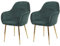 Mendler 2er-Set Esszimmerstuhl HWC-F18, Stuhl Küchenstuhl, Retro Design - Samt grün, goldene Beine
