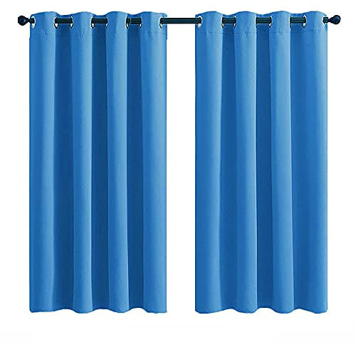 Cozomiz 2 Stück 100% Blickdicht Vorhänge Gardinen Ösenvorhang Verdunkelungsvorhang UV Schutz Aussenvorhang Garten Verdunkelung mit Ösen Thermovorhang Blau See 132x241cm