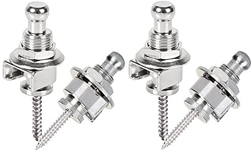 Mesee 4pcs Schlösser für Gitarrengurte, Gitarrengurtschlösser, Gitarrengurt Knöpfe, Gitarrengurt Verriegelung Knöpfe Für Klassische Akustische Elektrische Akustik Gitarre Bass Ukulele - Silber…