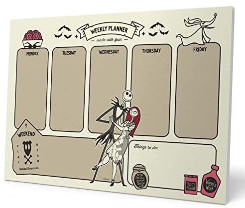Grupo Erik Wochenplaner Block A4 Kalender Planer The Nightmare Before Christmas - Tischplaner A4 - Tischkalender ohne Datum - Schreibtischunterlage Papier