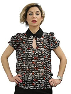 Denny Rose Donna Blusa Manica Corta 211ND45003 42 Multicolore Black/White Logo/RE 218900-02