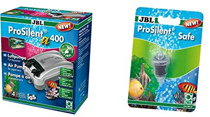 JBL ProSilent a400 Luftpumpe für Süß- und Meerwasseraquarien von 200-600 L, 6054400 & ProSilent Safe 6431800 Wasserrücklaufsicherung, 1 Stück (1er Pack)