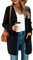 TASAMO Casual Sweaters for Women Open Neckline Side Split Soft Outwear Cardigan(X-Large, Black)
