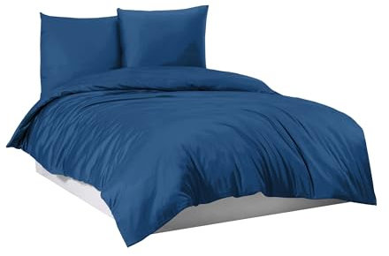Mixibaby Bettwäsche Bettgarnitur Bettbezug Baumwolle 135x200 155x220 200x200 200x220, Größe:200 x 220 cm, Design Bettwäsche:Blau Uni