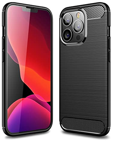 CruzerLite for iPhone 14 Pro Case, Carbon Fiber Texture Design Cover Anti-Scratch Shock Absorption (2022) (Black)