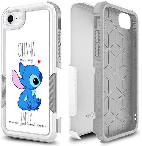Candykisscase Case for iPhone SE 2022, Ohana Means Family Pattern Shock-Absorption Hard PC and Inner Silicone Hybrid Dual Layer Defender Case for iPhone 7/8 /SE 2022