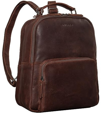 STILORD 'Cassidy' Laptop Rucksack Leder Vintage für 13,3 Zoll Notebooks Business Backpack Groß Reisetasche Daypack aus echtem Leder, Farbe:torres - braun
