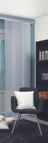 HOME WOHNIDEEN | Schiebevorhang Rom aus Halborganza/Flammgarn - Uni | 245 x 60 cm | weiß | halbtransparent | OHNE Zubehör