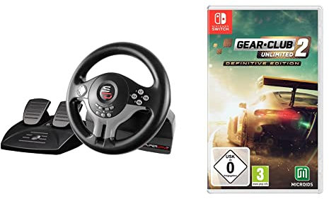 SUBSONIC Superdrive - Rennlenkrad/Lenkrad Driving Wheel SV200 mit pedalen und Schaltpaddles für Nintendo Switch - PS4 - Xbox One - PC & Gear Club Unlimited 2 (Definitive Edition) - [Nintendo Switch]