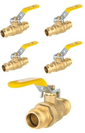 EFIELD 1/2 Zoll Press-Kugelhahn mit EPDM-O-Ring, 1/4-Drehung, Vollanschluss, Absperrkugelhahn für Kupferrohranschluss, LF-Messing, (VALVE242-5 Stück)