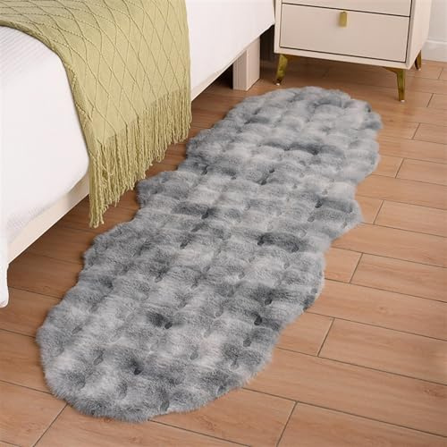 GueTTO Hochflor Teppich Wohnzimmer rutschfest Fellteppich Shaggy Flauschig Weich Modern Kunstfell Fell Imitat Einfarbig, Flauschiger Weich Teppich Wohnzimmer, Waschbar,F,60x150cm/23x59in