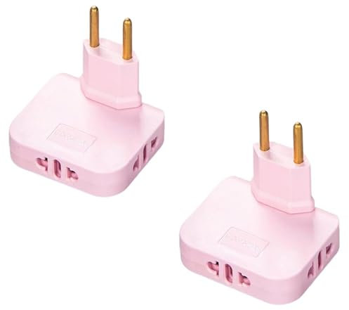 EU Sockel Converter 1 bis 3 EU Mehrfachsteckdose, 10A 250V EU Stecker Adapter Konverter, Leicht zu Tragen, 180 Grad Extension,Schnur los für begrenzten Stecker Platz (Pink Without USB)