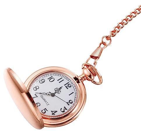 WRITWAA 1stück Retro Taschenuhr Mit Zwei Gesichtern Glattes Design Klassische Quarz-taschenuhr Aus Legierung Roségold Für Herren Und Damen Perfektes Und Modisches Accessoire