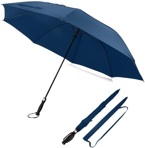 Sternenfunke XXL Regenschirm groß 2 Personen Ø150 cm auch als grosser Golf Regenschirm Marineblau sturmfest, stabiler Griff, Familienregenschirm Regenschirm groß XXL dunkelblau, navy blue