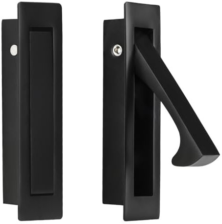 HOMOTEK Tirador de puerta de bolsillo empotrado, tirador de borde empotrado, tirador de dedo oculto, herrajes modernos de bolsillo para puerta corredera, 80 x 22 x 16 mm, acero inoxidable 304 (negro