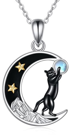 YAFEINI Katze Kette Sterling Silber Katze Anhänger Halskette Katze Schmuck Weihnachtsgeschenke für Damen Mädchen Schwester Freundin Katze Liebhaber