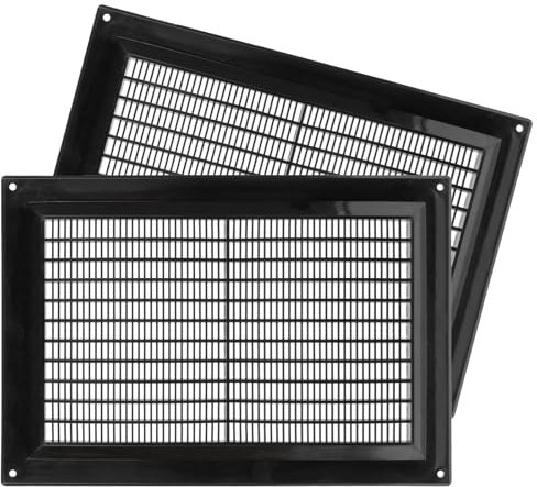 2-Pack 10'' x 7'' Inch / 250 x 170 mm Plastic Black - Vent Cover - Square Duct Cover - Air Vent Louver - Protective Screen Mesh - HVAC Ventilation
