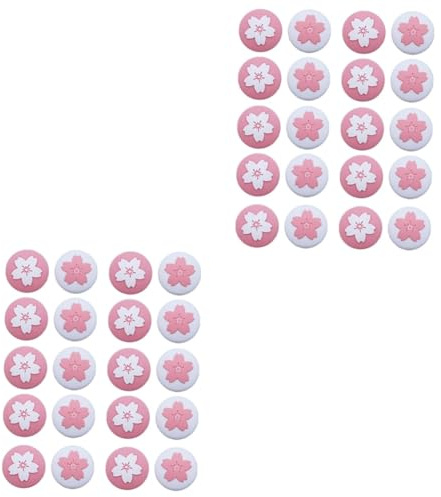 OUNONA 40pièces Capuchons De Joystick Non-glissants Pour Manette Switch Lot De Blancs à Fleurs Roses Roses à Fleurs Blanches Et Précision Améliorées Pour Gamers