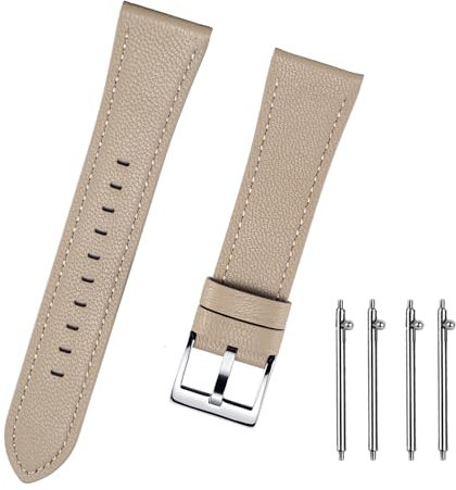 Triblanc Schafsleder Uhrenarmband 20mm 22mm Echtes Leder Armband Schnellspanner Smartwatch Style Ersatzarmband für Herren und Damen (22MM, Milchtee)
