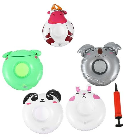 ibasenice 3sätze Aufblasbare Kreative Tier-Drink-Cup-Holder Für Strand Teiliges Mit Lustigen Designs Kawaii- Kuh Koala Panda Frosch Für Pool-Partys Und Sommervergnügen