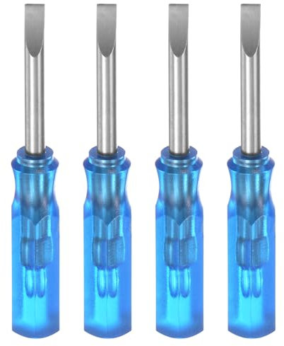sourcing map 4Pcs SL2.5 Mini Slotted Screwdriver 2.5mm Magnetic Flat Head 45mm Length for Small Appliances Repairs, Blue