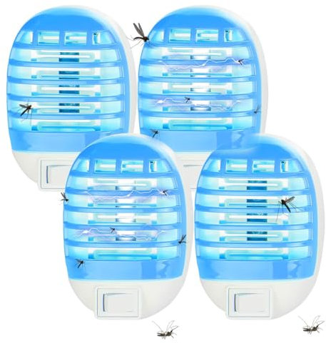 HENESE Lampada Antizanzare Elettrica, Zanzariera Elettrica con Luce, per Casa Giardino Interno Esterno Cucina Soggiorno, per Insetti Zanzare, Mosca,Falene,4 Pack