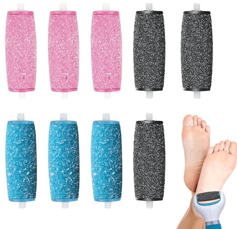 9 Stück Mineral Ersatzrollen für Scholl Hornhautentferner Ersatzrollen 3 Arten von Rauheit Sicher und leicht zu reinigen Velvet Smooth Ersatzrollen zum Entfernen Harter Haut Pediküre Fußpflege Set