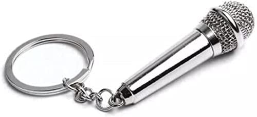 Metal Microphone Keyring Removable Charm Pendant Keyring Silver