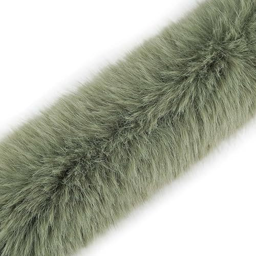 Kunstfell Fellbesatz ab 1m x 9cm Meterware Kunstpelz Fellstrang Fellstoff Fellkragen, Farbe:olivgrün