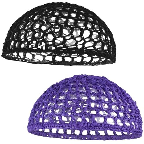 CREATCABIN 2Stück 2 Farben Netz Haarnetz Gehäkelte Schlaf Haarnetze Lange Glatte Locken Perückenkappe Wickelhaube Perückenkopfschutz Strickmützen Häkelmütze Für Männer Frauen Ballett Schlafschals 35cm