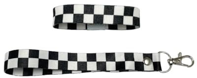 Set of Chequered Flag elastic Wrist band wristband Key tag Set racing motorsports