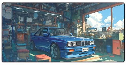 BYJUMB Manga Motors Benjis-BMW Tapis de souris de jeu WFH de grande taille, bureau complet (Benjis-BMW, tissu AeroGlyde (grand (94 x 43,2 cm)